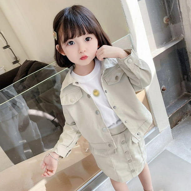 Esho 2Pcs Kids Girls Denim Jacket+Mini Skirt Outfit Set Children Casual Long Sleeve Top+A Line 3-8T - Walmart.com