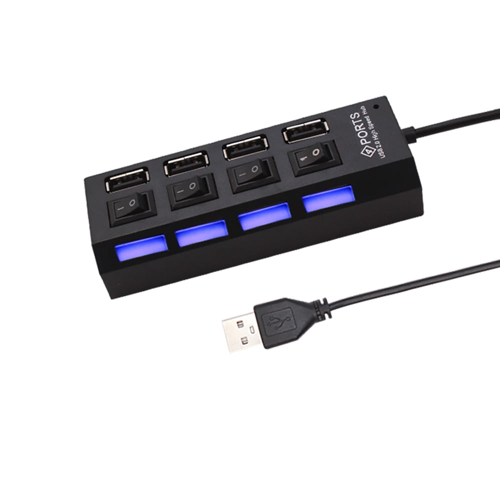 USB HUB 2.0 Multi USB Splitter Hub Use Power Adapter 4 Port Multiple Expander with Switch
