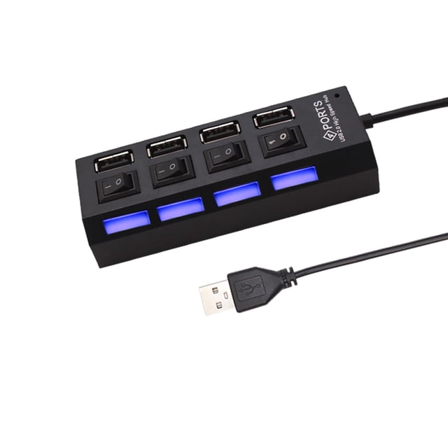 USB HUB 2.0 Multi USB Adaptateur d'alimentation du Hub de Splitter 4 Port Multiple Expander avec commutateur