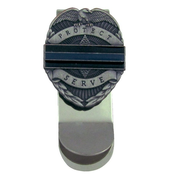 Police Badge 3D Money Clip Thin Blue Line Men's Wallet Credit Card Holder Gift