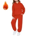 thumbnail image 2 of Coerni 2 Piece Athletic Sweatsuit Boys Girls Oversized Pullover Hoodie +Joggers Sweatpants Thermal Set Kids Fleece Activewear, 2 of 7