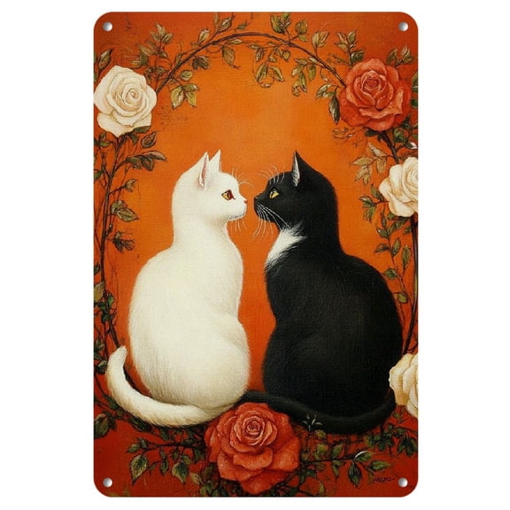 1pc Whimsy Cats Iron Wall Art Sign, 8x12 Inches, Decorative Metal Plaque for Home, Bar, Cafe, Garden, Farmhouse - Indoor/Outdoor Decorative Gift