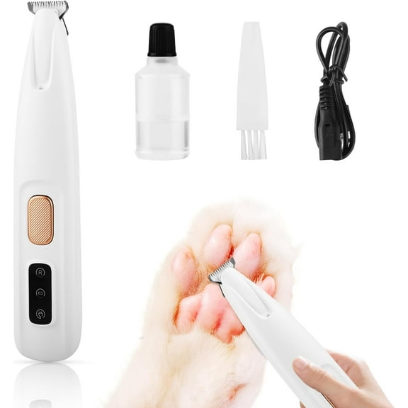 Upgraded Dog Paw Trimmer - Rechargeable Pet Shaver with LED Light, Low Noise Clippers for Eyes, Ears, Face & Rump
