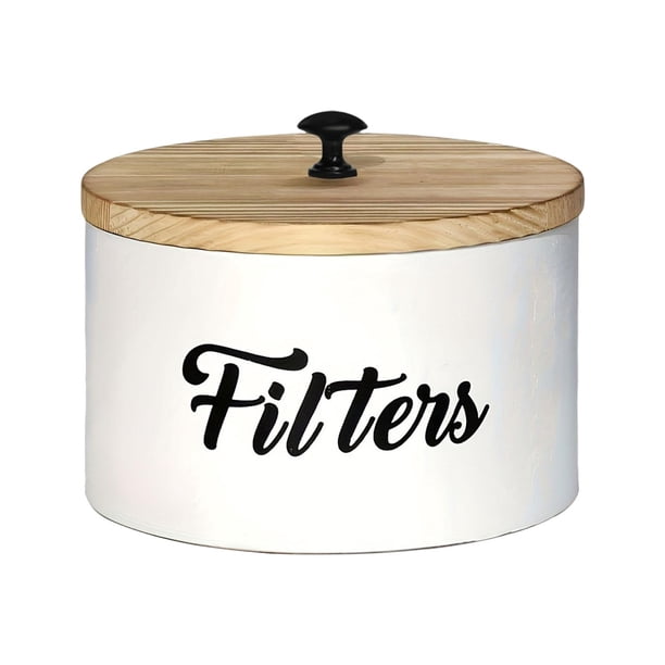 Caja de madera para filtros de café, organizador de granos de café, caja para guardar bolsitas de té, té y café. blanco