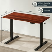 FitStand 48x24 Electric Height Adjustable Standing Desk with Whole-Piece Desktop, Ergonomic Sit Stand Computer Desk for Home Office Workstation, Mahogany