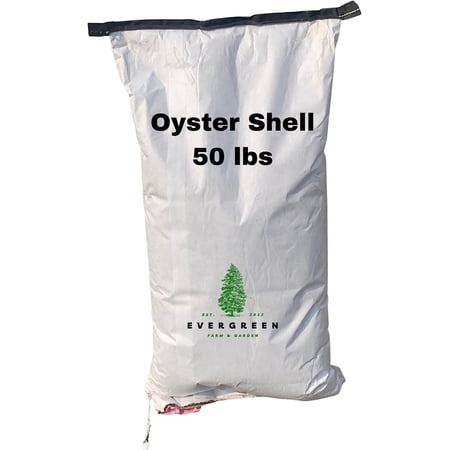 Evergreen Farm and Garden 50 lb Bag Oyster Shell - Calcium Rich Bird Grit Component to Aid in Digestion