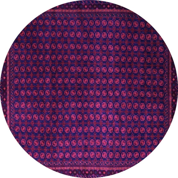 Ahgly Company Indoor Round Abstract Pink Modern Area Rugs, 6' Round
