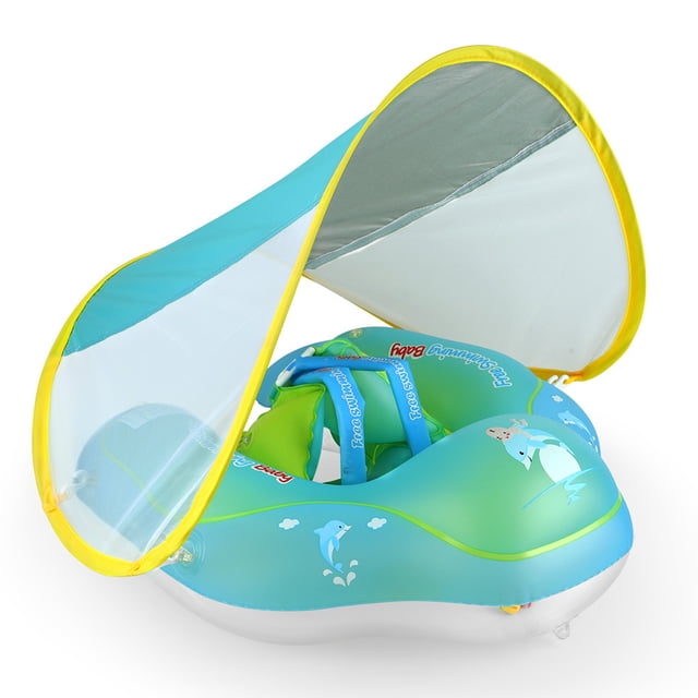 Swimbobo Anillo de natación inflable para bebés con toldo extraíble Piscina flotante Entrenador de natación Swimbobo Anillo de natación