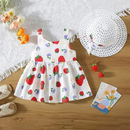 

Hbdhejl Toddler Girls Dress Summer Casual Sleeveless Prints Dress Dance Party Dresses Holiday Beach Clothes Red 2-3 Years