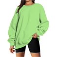 thumbnail image 1 of ORUYROP Chandails en Molleton Surdimensionnés pour Femmes Manches Longues Col Rond Chandail Décontracté Ample Couleur Unie Polaire Tops Pulls, 1 of 7