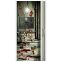ASKETAM Halloween Decorations Door Cover, Bathroom Bloodstains Banner 35x70in