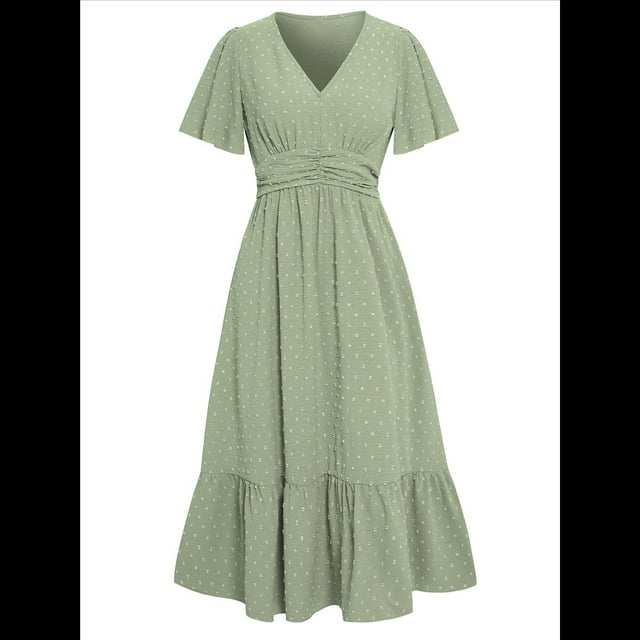 Vestidos de Mujer con Cuello en V Verde XL
