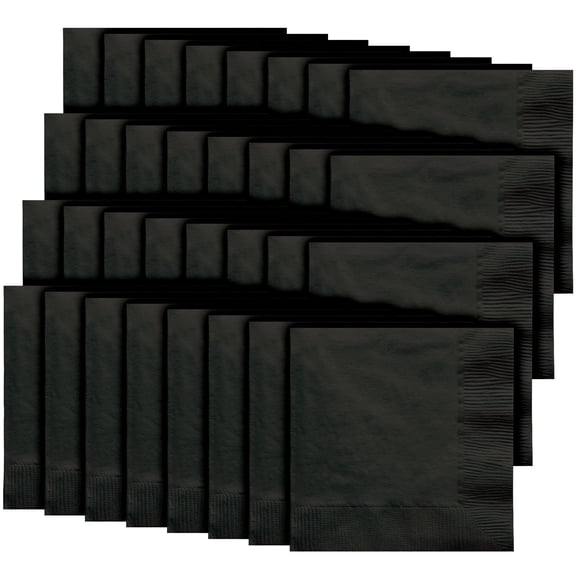 Party City Disposable Lunch Napkin, 32 Count (Black) - 2-Ply, 5" x 5" - Go Brightly Heavy Duty Classic Lunch Napkins for Parties - Premium Party Supplies Cutlery
