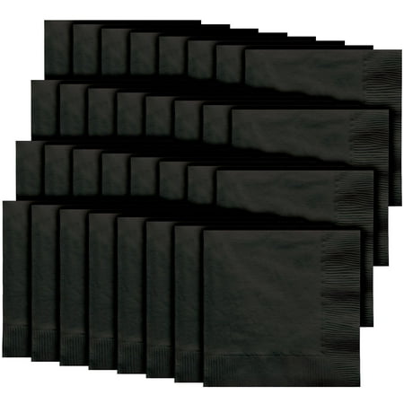 Party City Disposable Lunch Napkin, 32 Count (Black) - 2-Ply, 5" x 5" - Go Brightly Heavy Duty Classic Lunch Napkins for Parties - Premium Party Supplies Cutlery