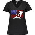 thumbnail image 3 of Inktastic Snowboarding US Flag Women's Plus Size V-Neck T-Shirt, 3 of 5