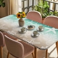 thumbnail image 3 of Green Ombre Coastal Table Cloths for 6 Foot Rectangle Tables, Sea Nautical Summer Beach Starfish Coral Patio Waterproof Elastic Fitted Tablecloths, Washable Rectangular Table Cover for Camping, 3 of 8