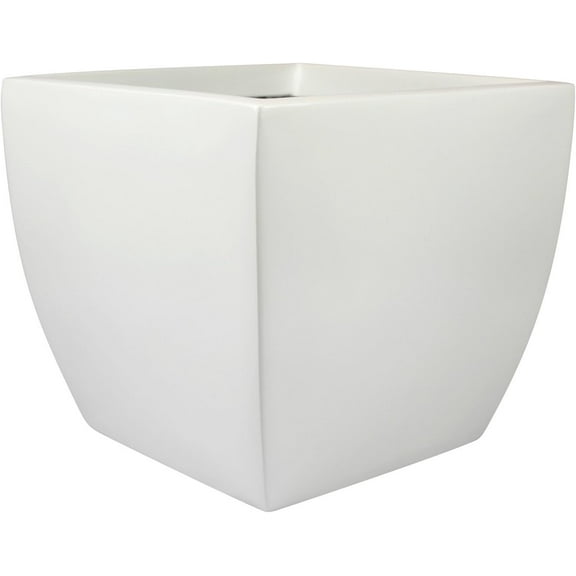 Stockholm Square Curved Fiberglass Planter (L:12" x W:12" x H:11", Matte White)