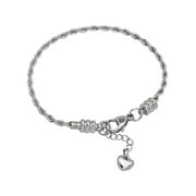 THE KNIGHTS TREASURE Charm Bracelet For Women, Stainless Steel Rope Chain, Fits Pandora Charms, Lobster Claw Clasp, 10 Inch (25.5 cm)
