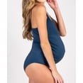 thumbnail image 4 of Women's Blue Ribbed Snap Front One-piece Maternity Swimsuit, 4 of 9