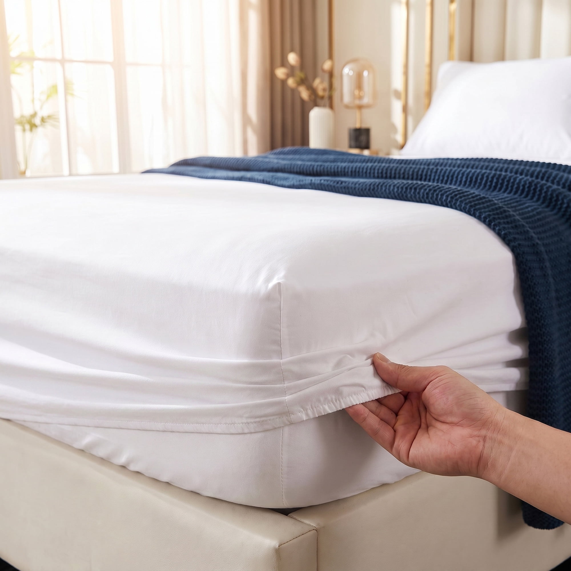 Unique Bargains Fitted Sheet Polyester Bed Sheets Comfortable Bedding White 76"x79.9"