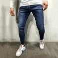 Spring Sale 2024， Men's Embroidered Stretch Ripped Three Color Trend