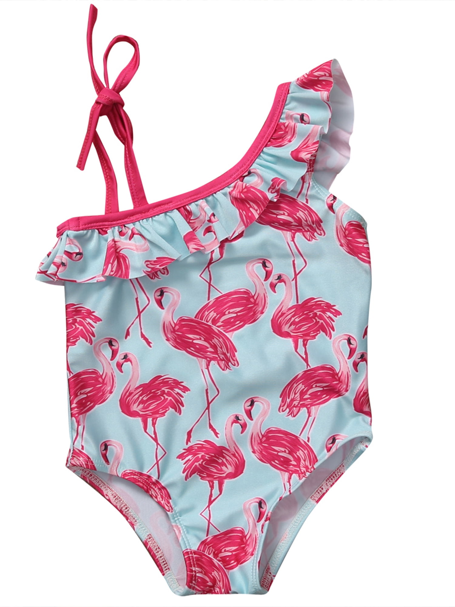 Dewadbow Kids Girls Summer Swimming Costume Swimsuit Flamingo Swimwear