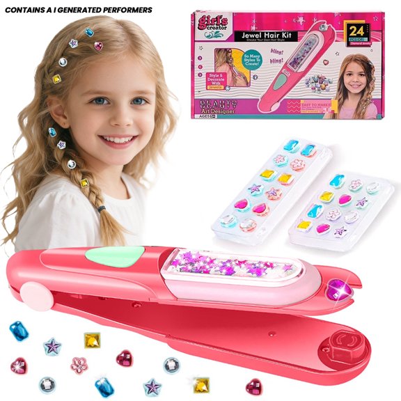 Hair Bedazzler Kit, Bling Hair Jewels for Girls Toys, Hair Styling Tool with Reusable Shining Diamonds, Birthday Gifts for Girls Ages 6 7 8-12