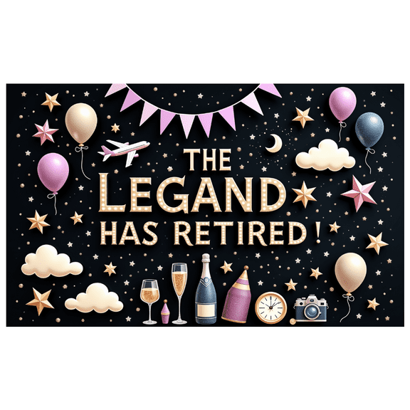 Decorative Design Retirement Party Banner Starry Theme Retirement Celebration Balloon Champagne Backdrop for Retirement Party Indoor Decoration Photo Opportunity