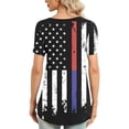 thumbnail image 5 of Xihbxyly Tops for Women, July of 4th Shirt for Women Summer V Neck Short Sleeve American Flag Clothes Patriotic Outfit Top Pleated Mesh Blouses Loose Fitting Tops for Women, 5 of 6