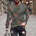 thumbnail image 2 of IROINNID Savings Long Sleeve Pullover Shirts for Men Comfy New Valentine's Day 3D Printed T-shirt Round Neck Undercoat Top Blouses,Red, 2 of 5