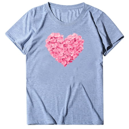 

Womens Tops Oversized T Shirts for Women Women s Short-Sleeved Valentine s Day Print Round Neck Top T-shirt Backless Top Long Sleeve Crop Top Savings Clearance White Crop Top Gray 2XL