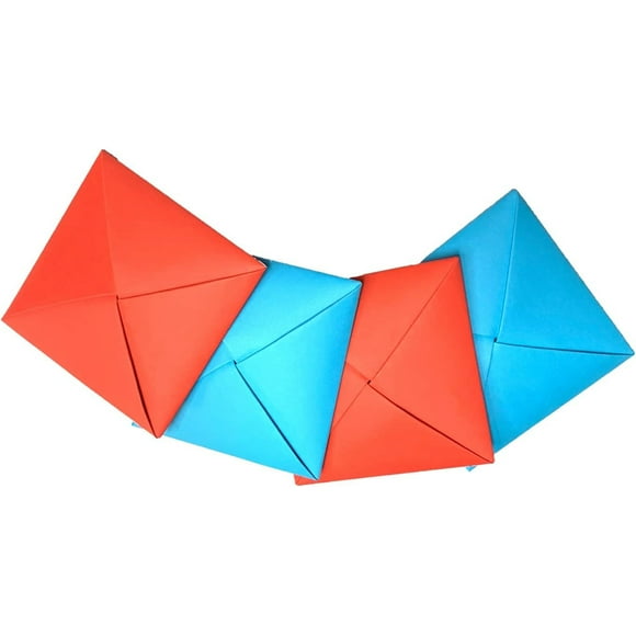 GIXUSIL 4Pcs Ddakji Chigi Korean Game Paper Flip Game Blue Red Hard Cardboard Striking Paper Tile Game Party Supplies Game (2 Blue and 2 Red Papers Tile) The is Folded with Friends