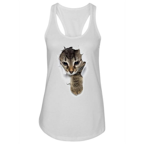 Cute Cat In A Hole Tank Women -Image by Shutterstock, Female x-Small