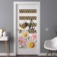 thumbnail image 2 of Spring Bees Daisy Window Privacy Film, Rustic Tulips Dots Brown Striped Burlap Static Cling UV Sun Blocking Heat Control Window Tint Day and Night, Non-Adhesive One Way Privacy Cover 35.4''x78.7'', 2 of 7