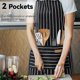 thumbnail image 5 of 2 Pack Kitchen Cooking Aprons, Adjustable Soft Chef Apron With 2 Pockets For Men Women (black/brown Stripes), 5 of 5