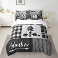 thumbnail image 2 of Manfei Woodland Animal Bear 7pcs Bedding Comforter Set,Adventure Theme Queen Bedding Sets,Brown White Plaid Queen Sheet Sets For Teens,Super Cozy Room Decor, 2 of 8