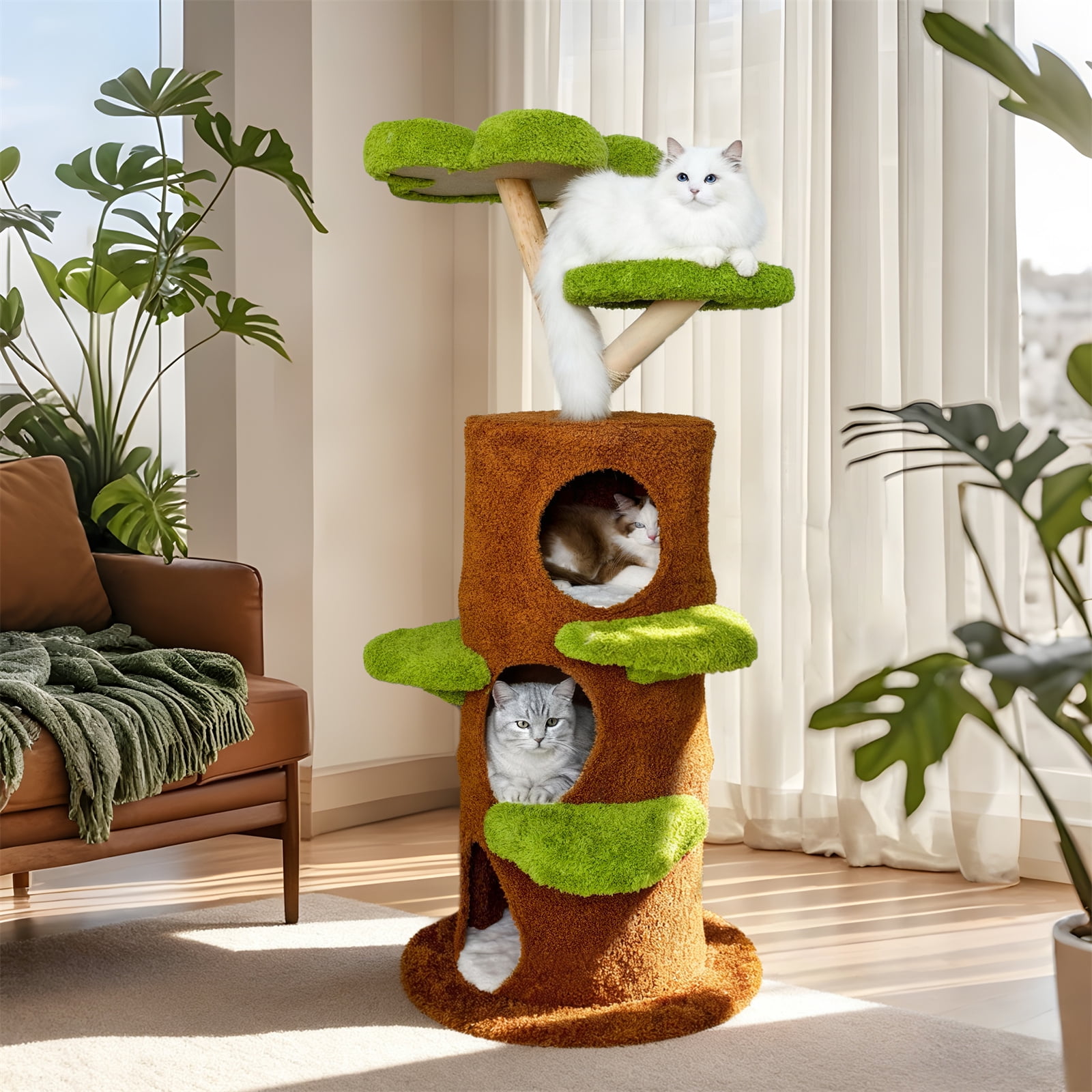 BingoPaw Indoor Cat Tree Tower Multi-Level Cat Climbing Tree Activity Center with Plush Stairs Condo