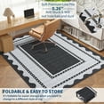 thumbnail image 6 of Garvee 10'x13' Modern Border Neutral Area Rug Living Room Rug, Washable Rug with Non Slip Backing Soft Low Pile Indoor Carpet for Bedroom Dining Room, Black Gray, 6 of 8