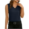 thumbnail image 5 of Women's Solid Color Linen V-Neck Tank Fashion Solid Color Back Pleated Sleeveless T-Shirt Womens Loose Casual Tank Tops Sleeveless Summer Tops, 5 of 9