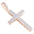 thumbnail image 4 of 10K Rose Gold Real Diamond Dome Cross Pendant 1.40" Unisex Pave Charm 1/4 CT., 4 of 6
