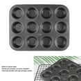 thumbnail image 1 of Cup Cake , Uniform Color Jumbo Cupcake Pan 12 Cup Sturdy  For Home Black, 1 of 7