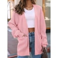 thumbnail image 5 of Womens Oversized Cardigan Soft Knit Cardigan Sweater with Pockets Pink M, 5 of 6