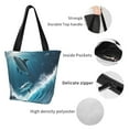 thumbnail image 6 of Fotbe Ice Blue Ocean Cute Dolphin A Pattern Beach Tote,Shoulder Handbag,Spacious Tote Bag,Lightweight Travel Bag,Versatile Shopping Bag, 6 of 9