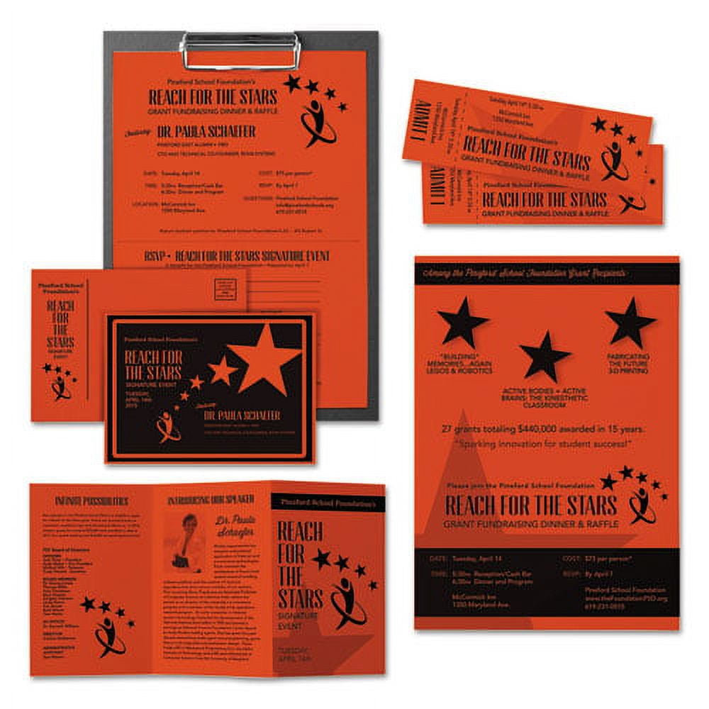 Color Cardstock, 65 Lb, 8.5 X 11, Orbit Orange, 250/pack | Bundle of 2 Packs