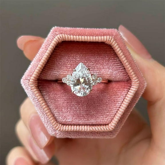 4.0 CT Pear Cut / Tear Drop Engagement Ring Best Mother's Day Gift in s925 sterling silver, Art Deco Wedding Ring for Her