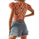 thumbnail image 5 of VISgogo Blusa de manga corta con volantes para mujer, blusas cortas estilo festivo con nudo de corbata frontal estampado floral, blusas simples informales VISgogo  moda, 5 of 6