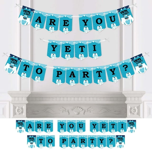 Big Dot of Happiness Yeti to Party - Abominable Snowman Party or Birthday Party Bunting Banner - Party Decorations - are You Yeti to Party