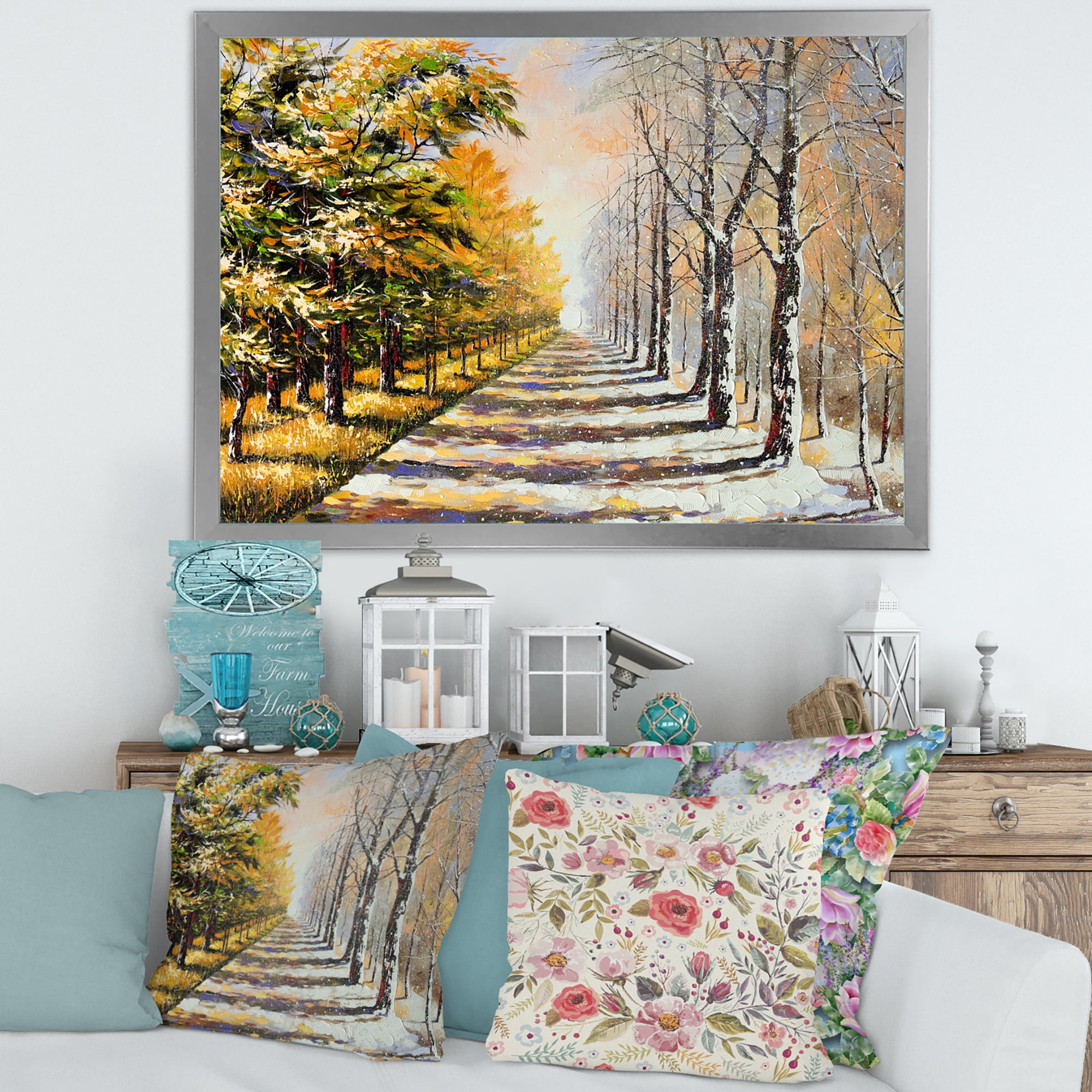 Designart 'Allegory On Theme Autumn and Winter' Traditional Framed Art Print