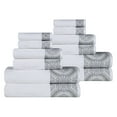 thumbnail image 3 of Blue Nile Mills Medallion Turkish Cotton 12 Piece Towel Set, White/ Silver, 3 of 6