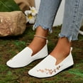 thumbnail image 4 of Penny Loafers for Women Floral Embroidery Low Top Flat Shoes Lightweight Wide Toe Box Casual Walking Shoes White Size 6, 4 of 6